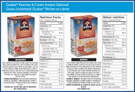 Actual product packaging and materials may contain more and different information than what is quaker instant oatmeal fortified with calcium and fibre with added oat bran and wheat bran. Quaker Oats Nutrition Label Pensandpieces