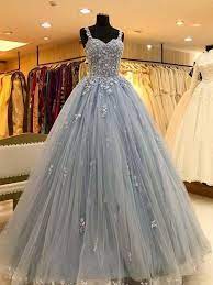 Spaghetti Straps Dusty Blue Long Prom Dresses Birthday Dress Quinceanera Gowns Prom Dresses Ball Gown Cute Prom Dresses Prom Dresses Blue