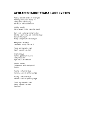 Tiada lagi yang kuharapkan, tiada lagi yang kuimpikan biar aku sendiri tanpa dirimu. Afdlin Shauki Tiada Lagi Lyrics
