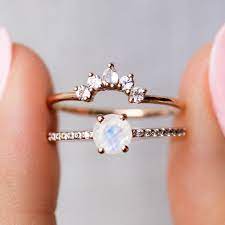 Wedding Rings Discover Rose Gold Rainbow Moonstone Topaz Dancing Fairy Ring Stack Rose Engagement Ring Moonstone Engagement Ring Vintage Engagement Rings
