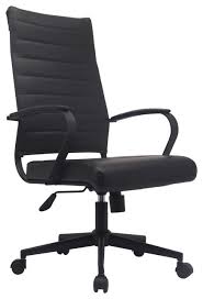 Ergonomic High Back Swivel Ribbed Pu Leather Office Chair Modern Black Contemporary Office Chairs By Daniel Ng