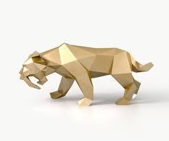 Low Poly Saber Toothed Tiger 3d Model Paper Sculpture Low Poly Art Low Poly
