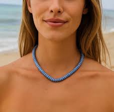 Aaa+ Grade Genuine Blue Opal Gemstone Necklace 7-8 mm Smooth Semi Precious Gemstone Pigeon Color Blue Opal Beaded Necklace Women Gift