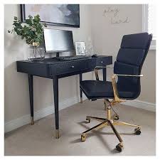 Leathersoft is leather and polyurethane for added softness and durability. Soft Pad Office Chair With High Back Black Gold Black Black White Gold Office Decor Work S Contemporary Home Offices Gold Office Decor Black Office Chair