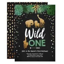 Wild One Safari Gold Boy Animals Birthday Party Invitation Zazzle Com Animal Birthday Party Wild One Birthday Invitations First Birthday Party Themes