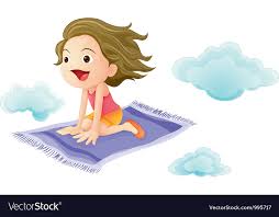 Girl on magic carpet Royalty Free Vector Image