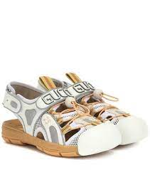 Gucci 10mm Tinsel Leather Mesh Flats In White Modesens