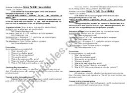 This information is the least important. Newspaper Article Report Presentation Assignment Esl Worksheet By Edunaway