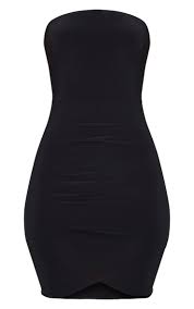 Black Bandeau Wrap Bodycon Dress Em 2020 Look Decoracao De Casa