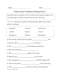 This 7th grade worksheet offers fun spelling and vocab practice. Context Clues Worksheet Writing Part 3 Intermediate Context Clues Worksheets Multiple Meaning Words Worksheet Context Clues