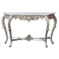 Vintage Shabby Chic French Style Silver Console Table With Ivory Marble Isabella Vintageretro Silver Console Table Marble Console Table Console Table