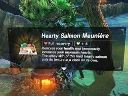 How to make hearty salmon meuniere from zelda breath of the wild gonintendo lift your spirits with funny jokes, trending memes, entertaining zelda breath of the wild guide recital at warbler s nest shrine quest voo lota shrine location and walkthrough polygon genli, the little bird in rito. Zelda Breath Of The Wild Dinner With Salmon Meuniere Seafood Rice Balls Dubious Food And Egg Pudding Album On Imgur