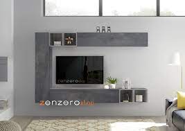 Parete Attrezzata Sospesa Moderna In Finitura Ossido E Beton Apertura Vasistas Zlcifcomp1 Tv Unit Decor Home Tv Unit Design
