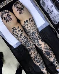 Black And Gray Traditional Tattoo Sleeve Tattoo By Flurickpunktattoo Traditional Traditionaltattoo Traditionalartist Oldtattoo Oldschool Leg Tattoos Full Leg Tattoos Knee Tattoo