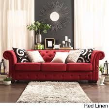 Knightsbridge Tufted Scroll Arm Chesterfield Sofa By Inspire Q Artisan Rode Banken Rood Interieur Huis Interieur