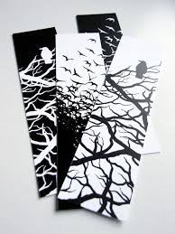 Black And White Crow Bookmarks Set Of 4 Handmade Bookmarks Diy Bookmarks Handmade Creative Bookmarks