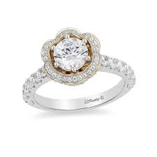 Enchanted Disney Belle 1 1 2 Ct T W Diamond Frame Engagement Ring In 14k Two Tone Gold Zales Disney Engagement Rings Disney Wedding Rings Engagement Rings Romantic