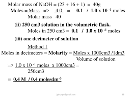 Naoh hence mass of 1 mole of naoh is : The Mole A Comprehensive Tutorial Notes Ppt Download