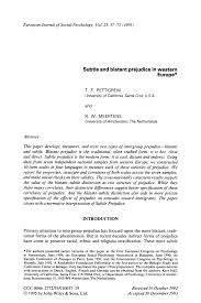 Pdf Subtle And Blatant Prejudice In Western Europe