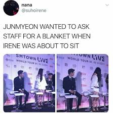 Suho Is Such A Gentleman Yes But You Know For The Longest Time I Was Wondering Why The Girls Put Blankets On Their Laps But I Realised I Suho Red Velvet