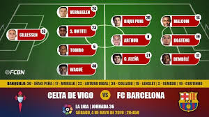 Problema a la vista para el barcelona. Alineaciones De La J36 De Laliga Celta Fc Barcelona