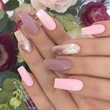 theglitternail inspiracion en instagram de malva rosa en colores pastel y rosegold mauve nails gold acrylic nails pink acrylic nails