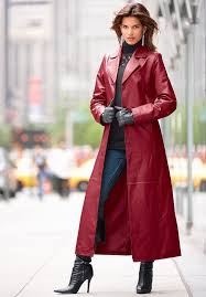 Red Leather Long Coat Long Leather Coat Leather Coat Jacket Red Leather Coat