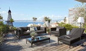 Canape 3 Places Hyeres En Resine Tressee Noire Et Toile Anthracite Canape De Jardin Maisons Du Monde Iziva Com In 2020 Outdoor Seating Areas Outdoor Flooring Outdoor Floor Lamps