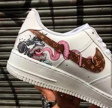 Would You Wear These Venom X Louis Vuitton Custom Painted Air Force One S Custom Shoes Sneakers Fashion Custom Shoes Diy