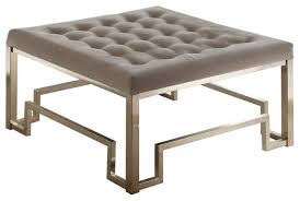 Mid century modern storage ottoman in distressed saddle brown faux air leather. Acme Damien Square Tufted Coffee Table Ottoman In Champagne Contemporary Footstools And Ottomans By Gwg Outlet Houzz