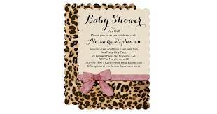 Fancy Leopard Pink Bow Girl Baby Shower Invitation Zazzle Com Baby Shower Invites For Girl Baby Shower Invitations Girl Baby Shower
