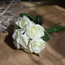 Let us help you create stunning diy flower masterpieces! Artificial Flower Rose Bouquet 1pack Fake Flower Silk Plastic Artificial White Rose 9 Bride Wedding Bouquet Home Garden Party Wedding Decoration Milk Green Walmart Com Walmart Com