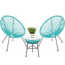 Best Choice Products 3 Piece All Weather Patio Acapulco Bistro Furniture Set W Rope Glass Top Table Light Blue Walmart Com In 2020 Glass Top Table Bistro Furniture Acapulco Chair Outdoor