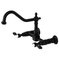 Stainless steel, rustic bronze, and polished chrome. Historic Houseparts Inc Kitchen Faucets Tudor Wall Mount Bridge Kitchen Faucet Matte Black