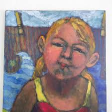 Bright Fauvist Style Portrait Painting of Girl in Swimsuit by Amy Scherer