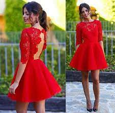 Show off your stunning fervent side in the sizzling designer red dresses. Red Short Long Sleeve Dress Cheap Online