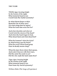 Poem The Tyger From The Songs Of Experience By William Blake Classic Poems William Blake Poems Poems