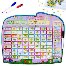 Yoyboko Chore Reward Chart For Multiple Children With Magnetic Backing 3x Dry Erase Marker And Storage Bag Ele Fun Responsibility Star Chart 41 4