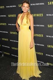 Blake Lively Yellow Halter Prom Dress Savages New York Premiere