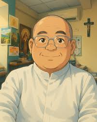 Nuestro Director General Pbro. William Argüello al estilo Studio Ghibli.  ¡Mi mayor satisfacción es verte alegre!