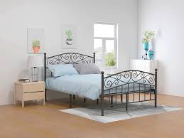 Crafted from wood, this canopy bed has a shabby chic style about it that is hard to miss. Twin Full Queen Metal Canopy Bed Frame Platform Vintage Headboard And Footboard No Box Spring Needed Premium Steel Slat Support Mattress Foundation Black White Pink Twin White Beds Frames Bases Home Urbytus Com