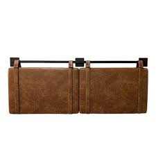 It is very easy to put up, the design is stunning, it has a nice and modern look, and it looks and feels as it. Nathan James Harlow King Wall Mount Headboard Faux Leather Upholstered Headboard Adjustable Height Vintage Brown Pu Leather Straps With Black Matte Metal Rail Brown Black Walmart Com Walmart Com
