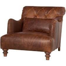 Acacia British Industrial Rustic Leather Large Accent Chair Tufted Leather Chair Leather Accent Chair Leather Occasional Chair