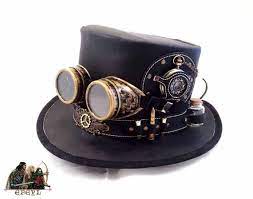 Steampunk Leather Decorated Top Hat Time Traveller With Etsy In 2021 Steampunk Leather Leather Hats Leather Decor