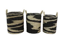 Ridge road décor wicker storage basket in brown/black. Foundry Select Round Swirl 3 Piece Wicker Rattan Basket Set Wayfair