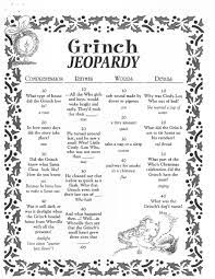 Th th the grinch grinchmas christmas bingo printable party game. Grinch Jeopardy Activity From Konicki Christmas Trivia Christmas School Whoville Christmas