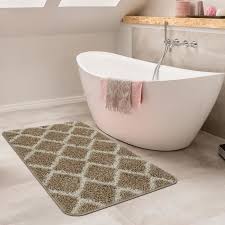 02 44 37 59 10. Tapis De Bain Moderne Design Losanges Poils Longs Tapis Salle De Bain Beige Blanc 80x150 Cm Cdiscount Maison