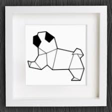 customizable origami baby pug geometric drawing geometric tattoo outline pug tattoo