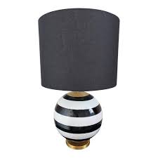 Kate Spade New York Black And White Striped Globe Table Lamp With Black Linen Shade In 2020 Linen Shades New York Black And White Table Lamp