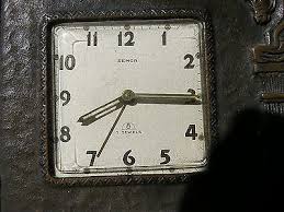 Scarce and Unusual Bronze Semca Desk Clock AJ Bayer Company Los Angeles  1920's